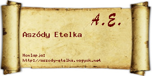 Aszódy Etelka névjegykártya